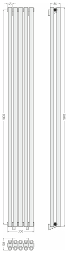 ДР ЭСТЕТ-00 н/ж 1800х225 / 5 сек